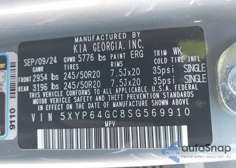 2025 Kia Telluride S from USA, damaged, VIN 5XYP64GC8SG569910